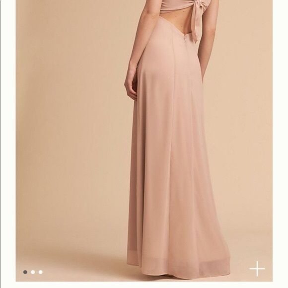 BHLDN DIANA TIE BACK RUFFLE SLIT BLUSH PARTY MAXI DRESS GOWN SIZE MEDIUM - Picture 6 of 11